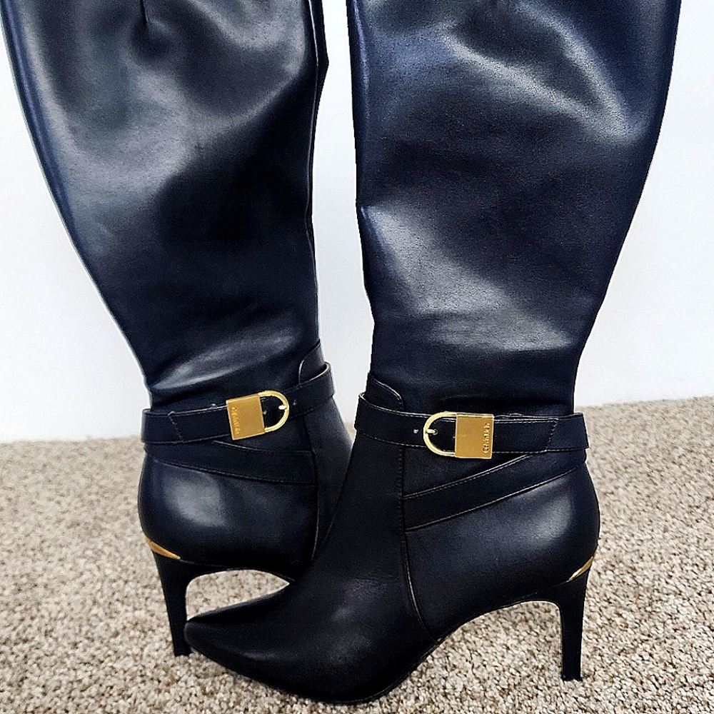 Black Leather Calvin Klein Boots